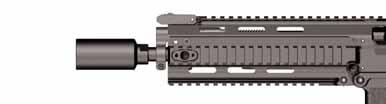 Optional rail mounting points are integrated on both the short and long versions of the polymer hand-guard at 3, 6 and 9 o clock positions.