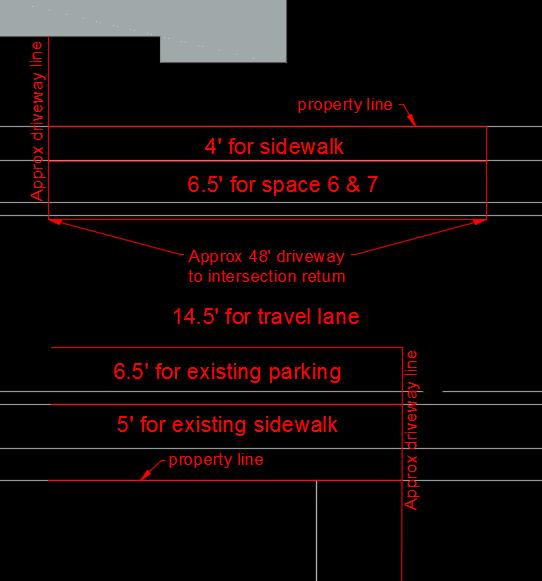 Page v Parking Stalls 6 & 7, between Pierce Street and Gateview Avenue Feasibility Score = Medium Cross Section Width: Minimal (See Figure 4) Parking Stall Length: Adequate (leaves 32 ft.