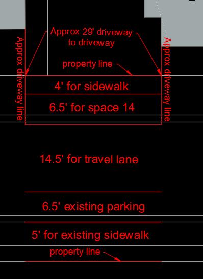 Page x Parking Stall 14, between Polk Street and Cerrito Street Feasibility Score = Medium Cross Section Width: Minimal (see Figure 9) Parking Stall Length: Adequate for one minimum stall (17