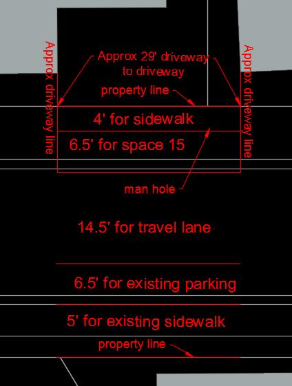 Page xi Parking Stall 15, between Polk Street and Cerrito Street Feasibility Score = Low Cross Section Width: Minimal (see Figure 10) Parking Stall Length: Adequate for one minimum stall (17