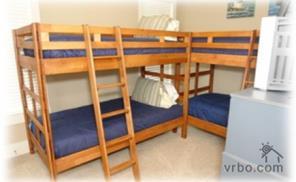 The Bunk-room (great for Kids) on the main level is furnished with 2 Bunk-beds.