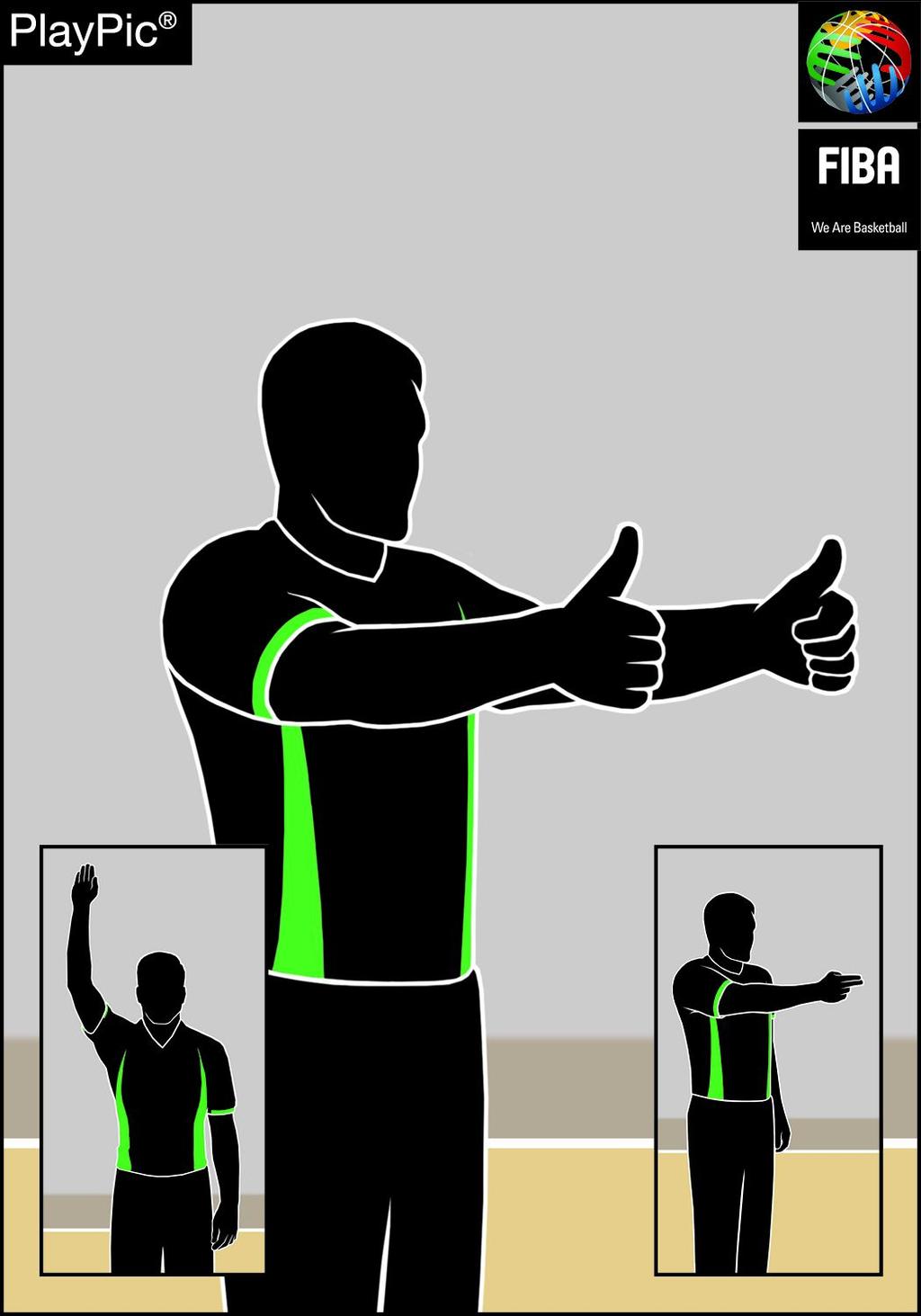 Signals / held ball jump ball situation Thumbs up followed