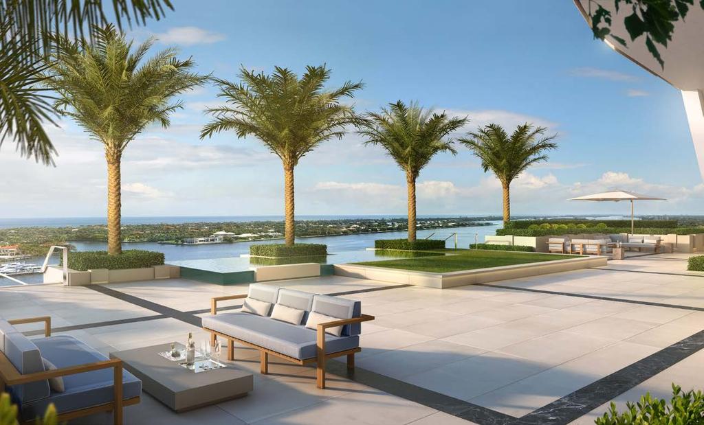 WEST PALM BEACH / New & Now Cool ocean breezes lend a refreshing note to The Bristol s common areas. Water views enhance the pool at The Bristol Palm Beach.