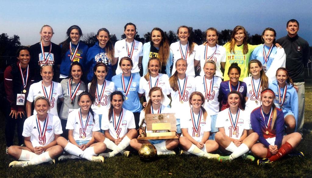 3 nd ANNUAL GIRLS STATE SOCCER CHAMPIONSHIPS Mitchell October 11, 2014 Class AA State Champions Sioux Falls Sioux Falls Lincoln Patriots Team Members include: Maggie Smither, Ellie Leach, Brooke