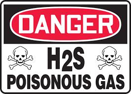 Hydrogen Sulfide (H2S) Smells like rotten eggs, sewer gas. Symptoms of exposure - nausea, headaches, delirium, disturbed equilibrium, tremors, convulsions, and skin and eye irritation.