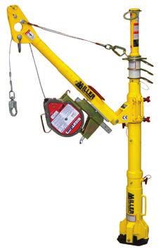 .. 5 Miller DuraHoist Portable Fall Arrest Post & Accessories Provides three independent swivel tie-off points for fall arrest anchorage.