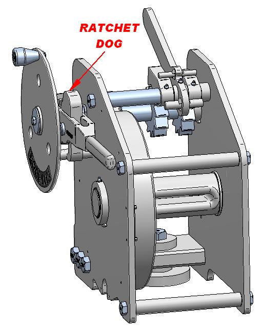 Rotate handwheel toward the back of the winch to wind in and tighten the web. 3.