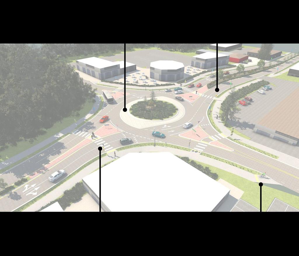 DESIGN CONSIDERATIONS Roundabout Design Design features of all roundabouts: - Buses and trucks can navigate roundabout using