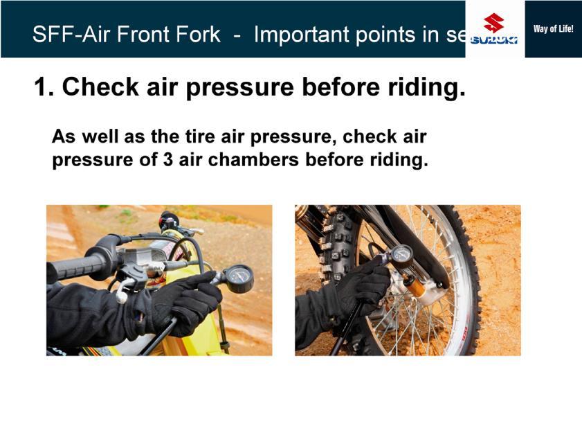Air pressure of air chambers of air fork
