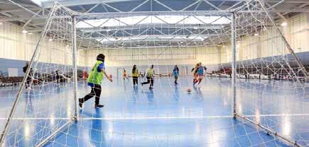 3 Goals Futsal goals are 3m 2m (the same as Hockey or Handball goal size). The goalposts and crossbars should be a different colour to the pitch.