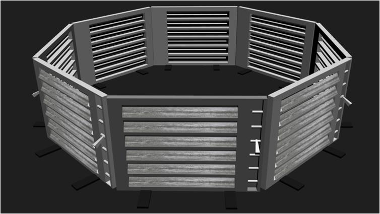 Tentative design of the barricade (vendor can offer alternate design to meet the purpose of air flow control during experiments): Each of the barricades, as shown in illustration 11, is 1200 mm high,
