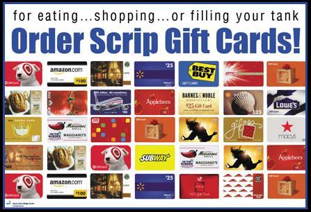 See the flyer within this newsletter! Scrip Sales Buy your Gift Cards now! Need a gift card to give to a loved one at Christmas? Order through our SCRIP program today!