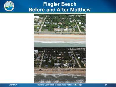 The road damage was more severe in southern Flagler Beach where the road was damaged between