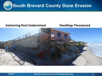 Beach. Throughout Volusia County, 0.7 mile of revetments and walls were damaged or destroyed.