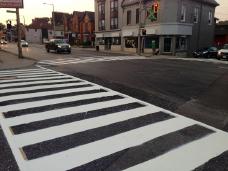 New School Zone Signs with Flashing Beacon Zebra Crosswalk Markings Watch Your Speed Driver Feedback Signs School & Speed Limit Pavement Markings Obey no parking