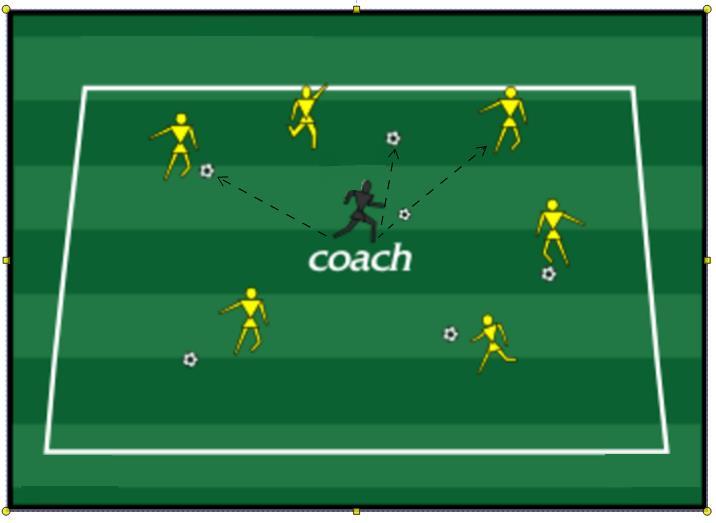 FETCH - U4 AND U5 DIVISIONS 1. Set up a 40x30 (half field) area 2. Coach has a few more balls the players. 3.