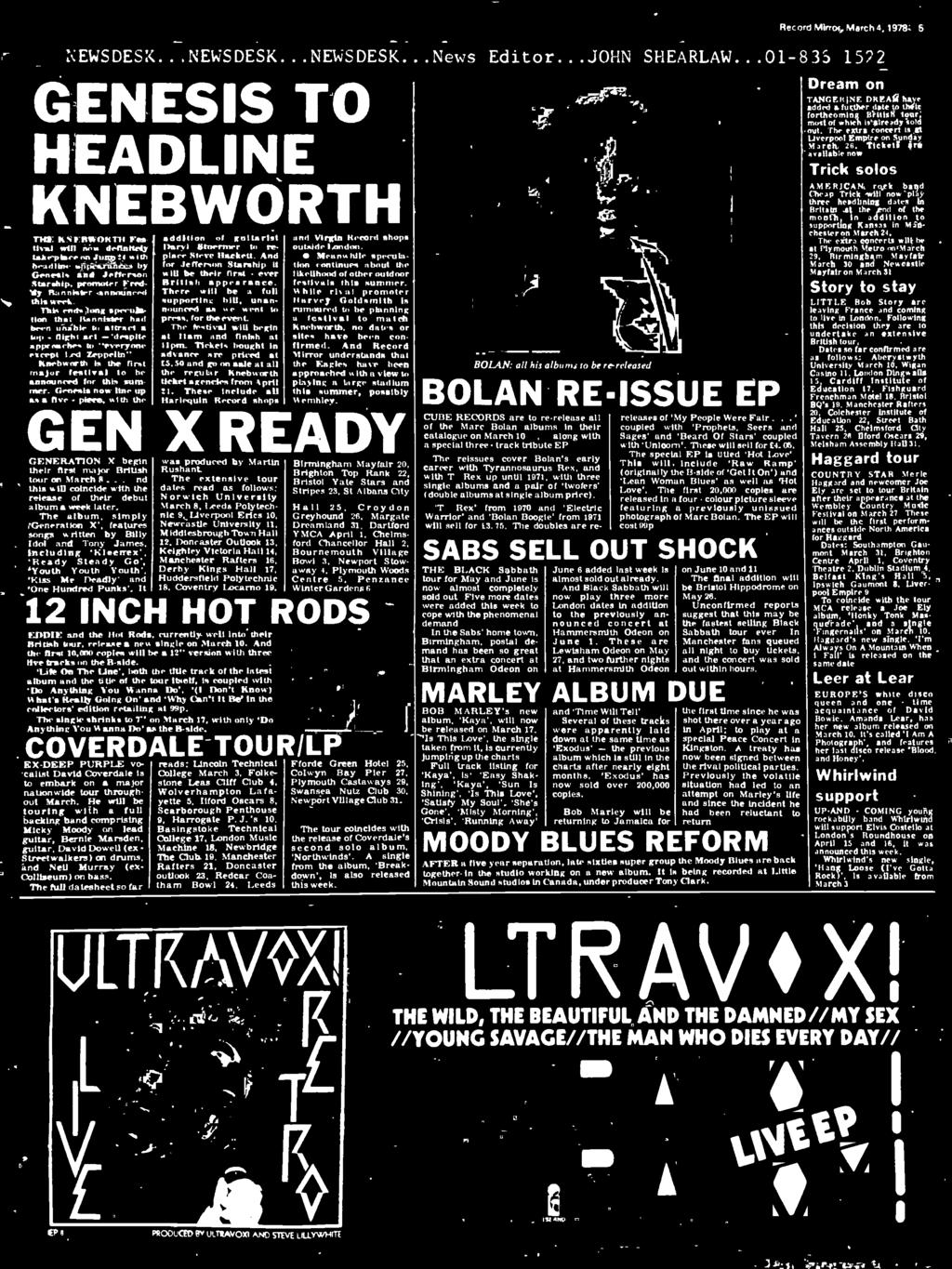 the regular Kneboorth tcket agences from Aprl These nclude all Harlequn Record shops GEN X REA GENERATON X begn ther frst major Brtsh tour on March 8 nd ths wll concde wth the release of ther debut