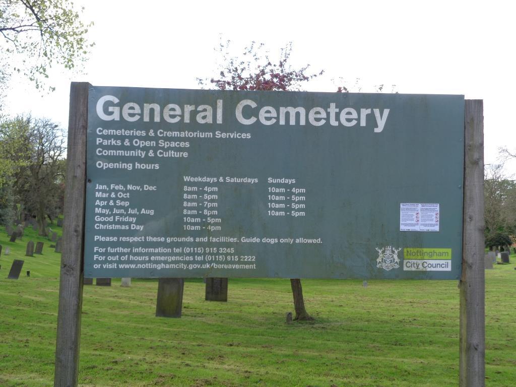 Nottingham General Cemetery, Nottingham, Nottinghamshire, England Nottingham General Cemetery contains 349