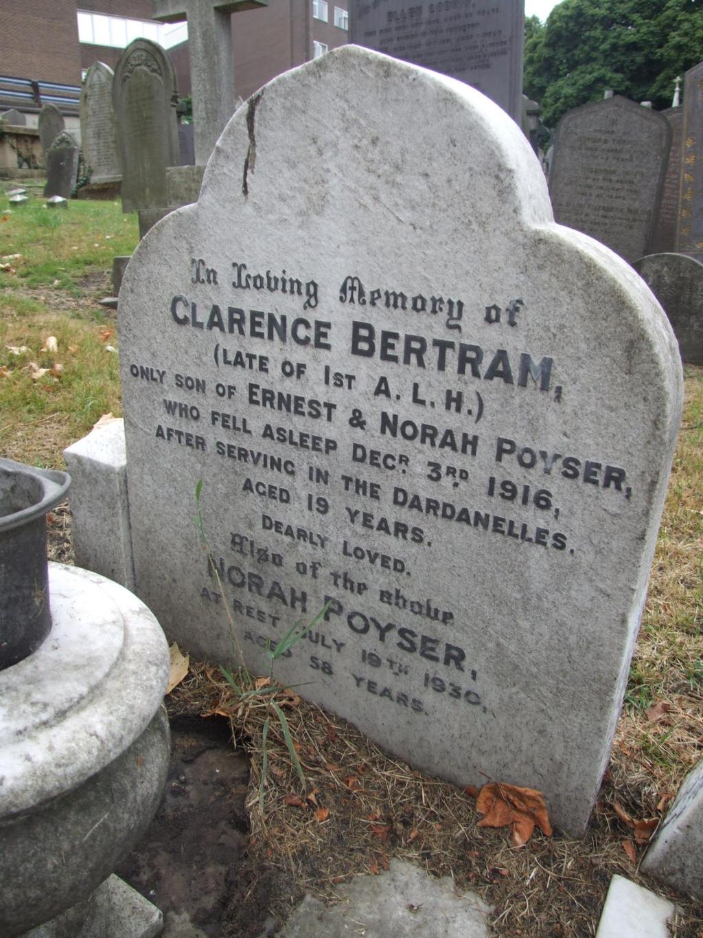 Photo of Clarence Bertram Poyser s Private Headstone in Nottingham General