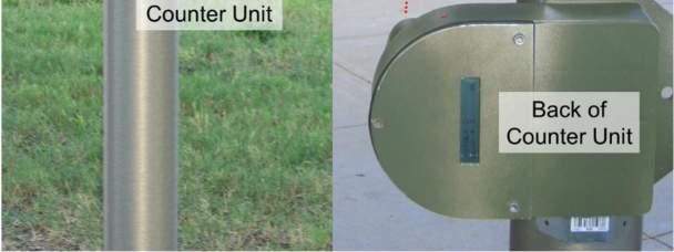 Figure 3 shows two different views of an active infrared sensor deployed for counting sidewalk users.