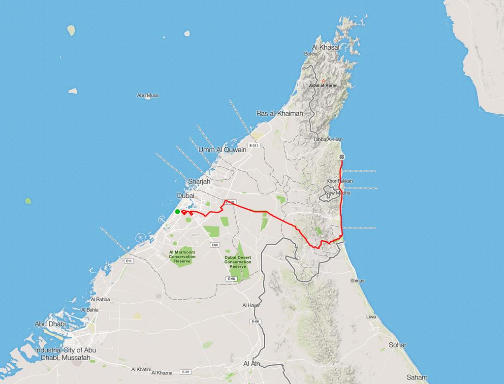 Route & Elevation FINISH UAE DUBAI FINISH START Cycle Route (West
