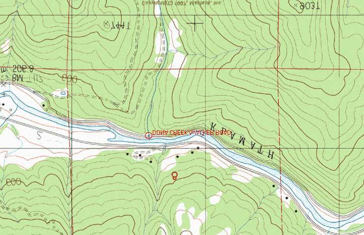 Site #23: Dona Creek/Walker Road; Klamath River Ranking: #14 = Moderate-Priority Location: Road ID # 8G004; County Map #10. USGS Quad: Horse Creek. T46N, R9W, Section 8. Milepost = 3.