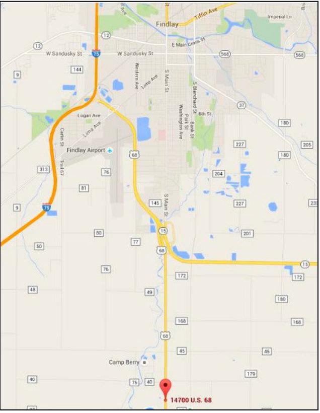 Directions University of Findlay Animal Sciences Center 14700 US RTE 68 Findlay, OH 45840 If traveling on I-75, take Exit 156 (SR 15 and US 68) and follow for approximately 2.5 miles.