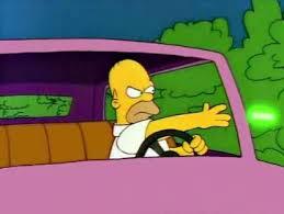 Homer 1. The bell goes and Homer stops work and runs 25m to his car, this takes him 5 minutes. 2. Homer drives for 1 minutes but only gets 2m before he needs to stop for a doughnut. 3.