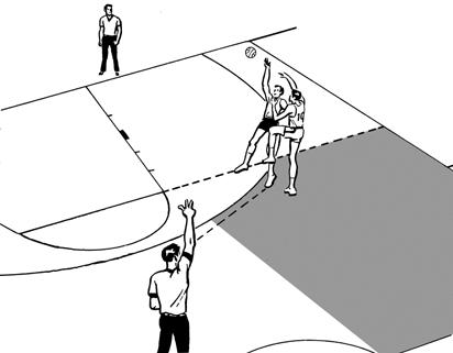 The location of the defensive player(s) and the three-point shooter, as well as the respective angle of vision of the two (2) officials, determines which official gives the initial