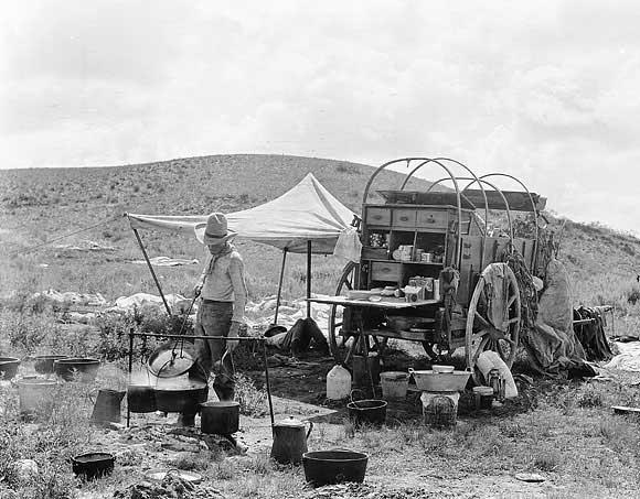 Chuck Wagon Cook A JA Cook Inspecting His Stew, JA Ranch, Texas, 1908 Legendary ranchman and trail driver Charles Goodnight invented the chuck wagon in 1866 for use by his crews.