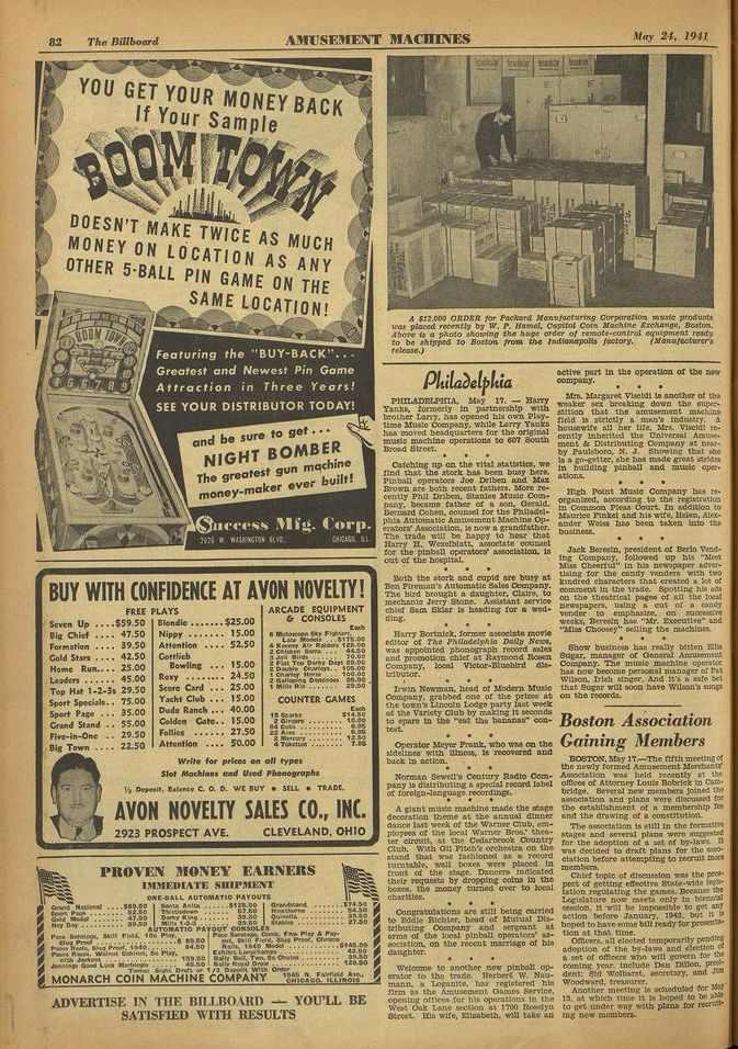 82 The Billboard AMUSEMENT MACHINES May 24, 1941 i n Y0 U YOURGiEfTy0ur Sample Y BACK ; DOESN'T MAKE TWICE AS MUCH MONEY ON LOCATION AS ANY OTHER 5 -BALL PIN GAME ON THE SAME LOCATION!