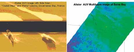 sounder (SBES) Fig. 14, 15 and 16: AUV Alister and its sensors for accurate seafloor survey.