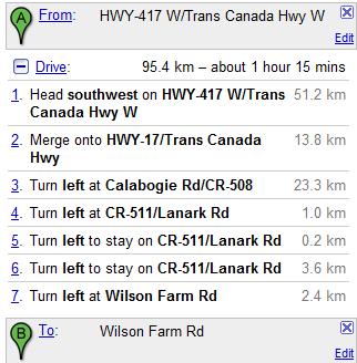From Ottawa: Highway 417 West, continue past Arnprior approx 7 kilometers; turn left onto Calabogie Road (Hwy 508) to Calabogie.