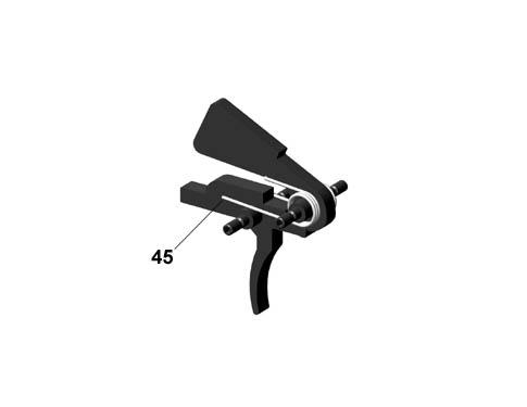 Install hammer and hammer spring (item 40) into lower receiver (item 41) as shown in Fig 35. Hammer spring needs to be folded so legs face rearward as shown in Fig 36.
