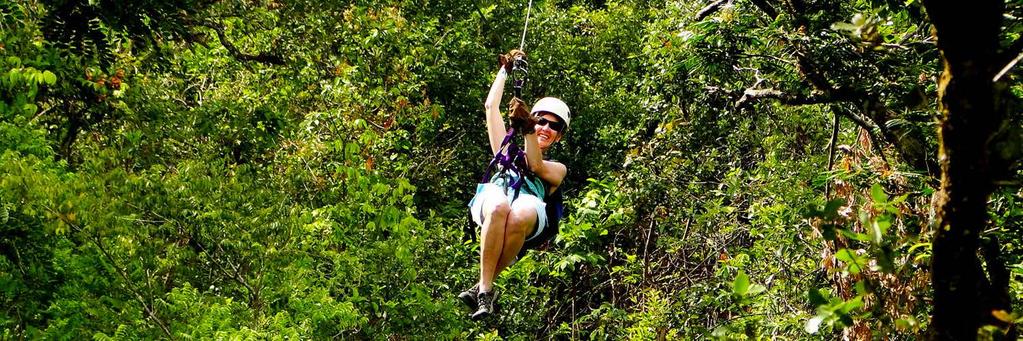 Canopy Tour 8 Duration: Half Day Includes: Transportation, guides, equipment, water. Difficulty Level: Medium What to bring: Comfortable clothes, shoes, sun block, camera.
