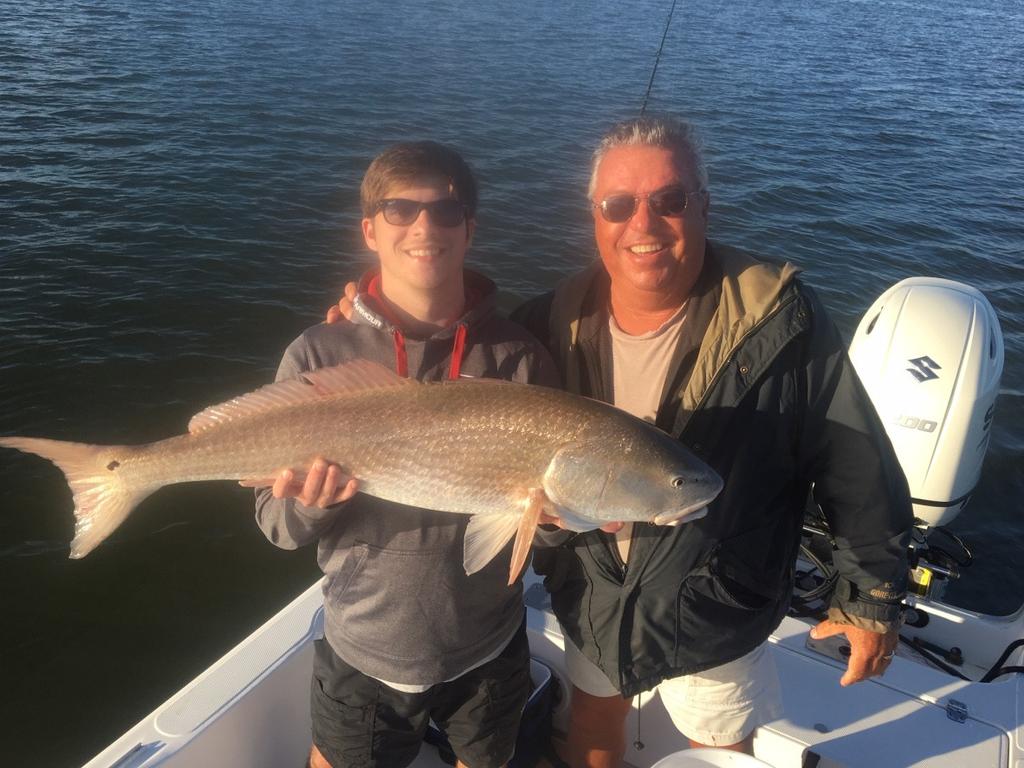 ! While inshore fishing with Captain Garrett Ross of Miss Judy Charters Griffin Powell and his father Jeff Savannah, Georgia has a great fishing catching day!