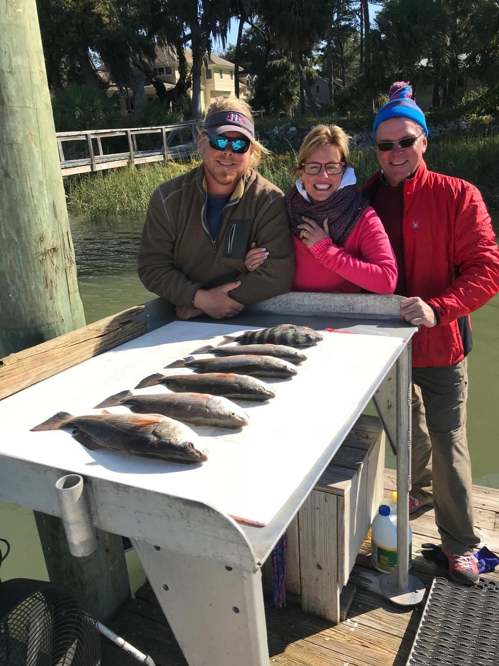 Captain Garrett Ross of Miss Judy Charters took Anne Cahill and Rick Young both from Lake Placid, New York for an inshore light tackle fishing celebration! I had asked? What are you two celebrating?