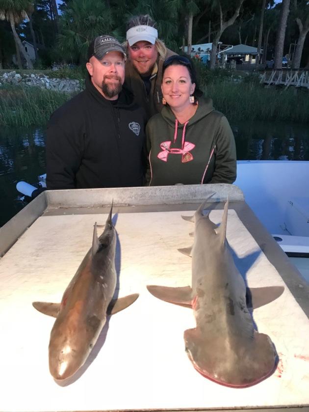 Please meet Jessica and Perry Windsor of Knoxville, Tennessee. Captain Garrett Ross of Miss Judy Charters showed them the catching way! Their main goal was to catch a shark!