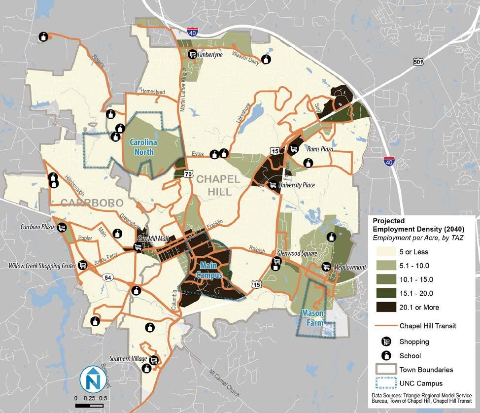 Figure 3-4 Chapel Hill and Carrboro Projected Employment