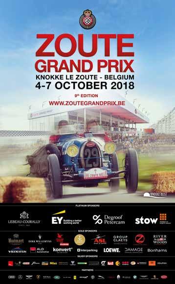 Zoute Grand Prix Program ZOUTE TOP MARQUES 4-7 October 2018 Podiums with the latest and most exclusive modern cars, which will be displayed along the Kustlaan and Albertplein in Le Zoute.