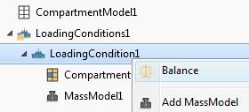 Creating a loading condition continued To obtain equilibrium between buoyancy and mass, either Use the Balance option