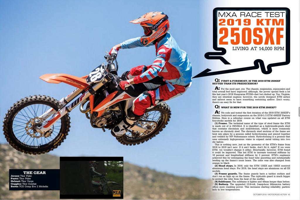 Issue MXA RACE TEST - 2019 KTM 250SXF, Pages 44-50