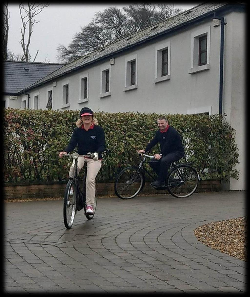 Captains Drive In C Captain Michael Donegan and Lady Captain Patricia Lambe cycled their way to the 1st tee. They were greeted by a huge crowd of members at the clubhouse.
