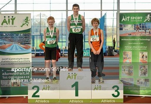 Daniel Ryan, Moycarkey Coolcroo A.C. clocked 8.12 in the Youth Boys 60mH to break the existing U/18 record of 8.28 set by Jason Foley, Lios Tuathail A.C. in 2012. Daniel Ryan also jumped 6.