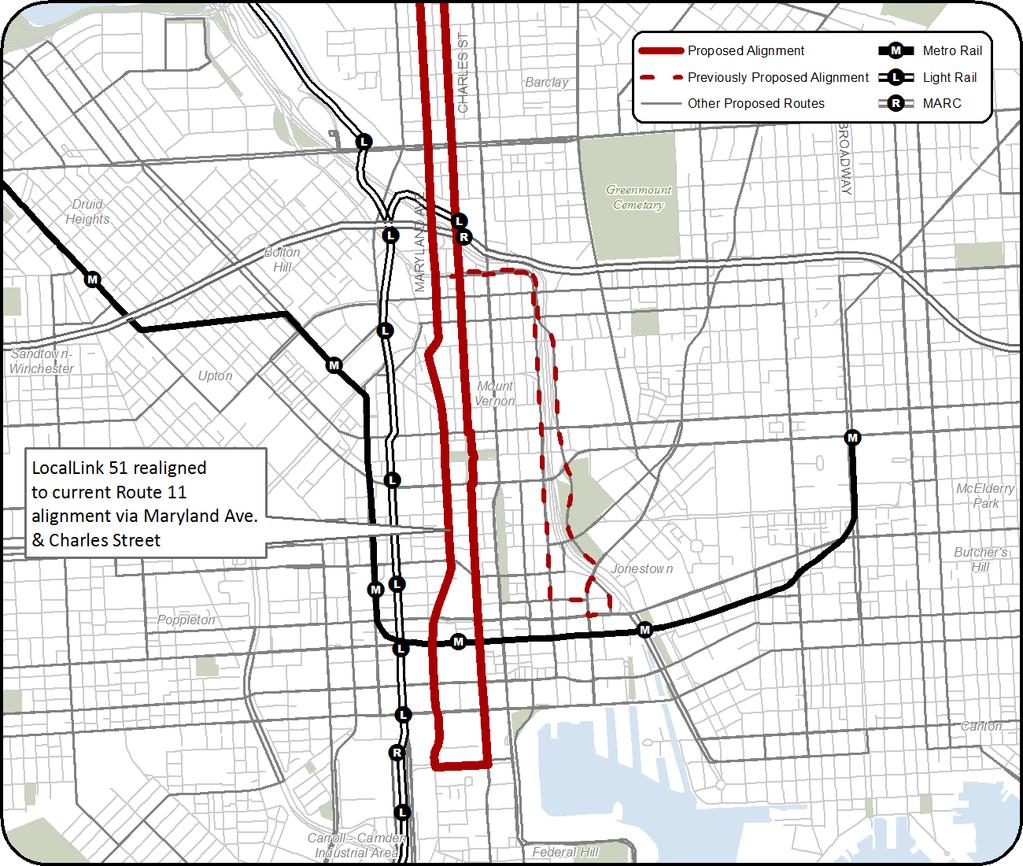 Significant Changes LocalLink 51 Concern over LocalLink 51 using Mount Royal/Guilford Fallsway