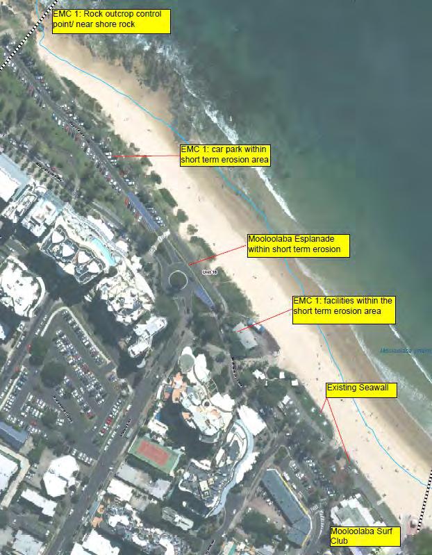 Figure 6.13: Annotated air photo locating the erosion management considerations for Mooloolaba Beach North Figure 6.