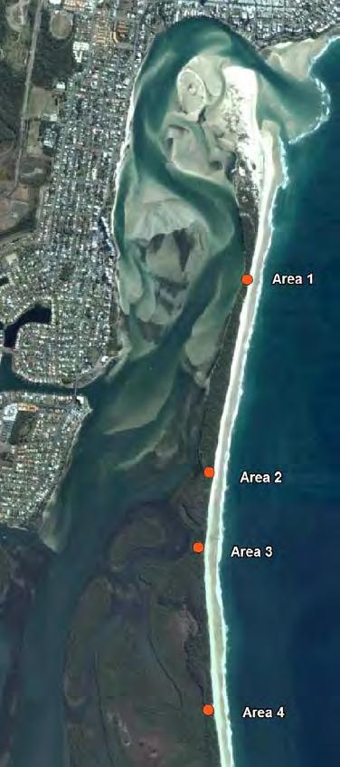 6.6.2 Potential Bribie Island breakthrough The term breakthrough refers to the erosion of the island to the extent that a new deep-water entrance is established.