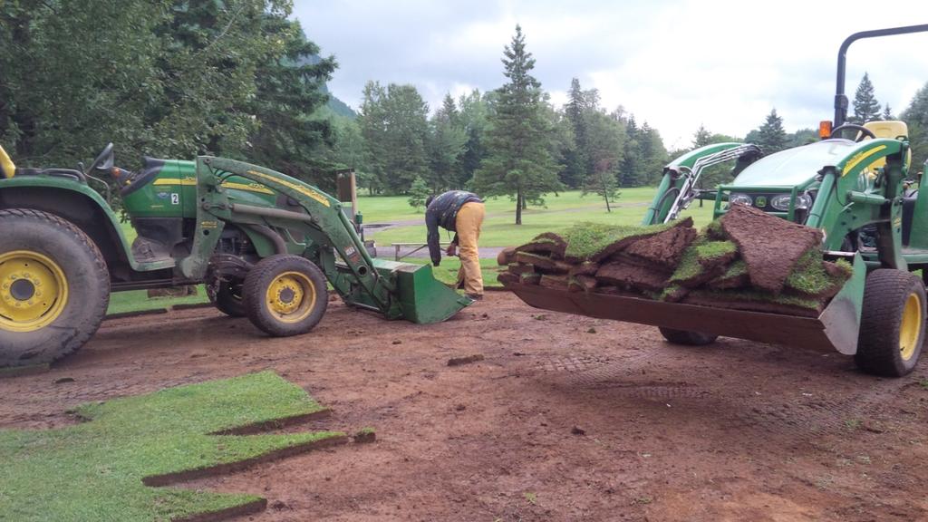 #16 Black Tee Renovation August 11-12, 2014 Existing sod stripped from deck. Two gator loads of sand and one load of soil incorporated into rootzone.