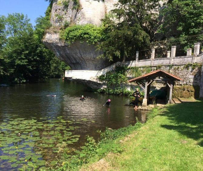 On one occasion the group swam downstream to Bordeilles, negotiating the weir half way down,