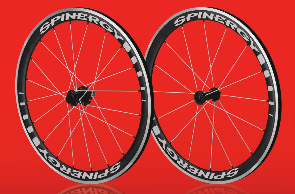 Disc brakes and bladed spokes option available for front and rear wheels.